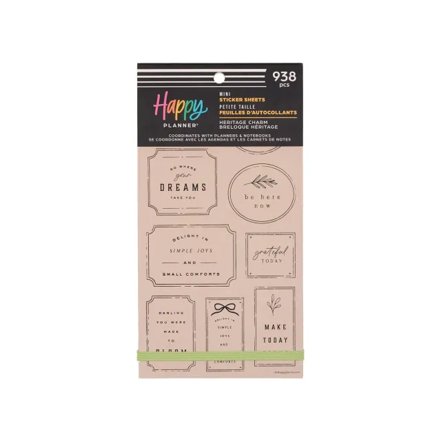 Happy Planner Heritage Charm mini stickers 938 pièces vintage