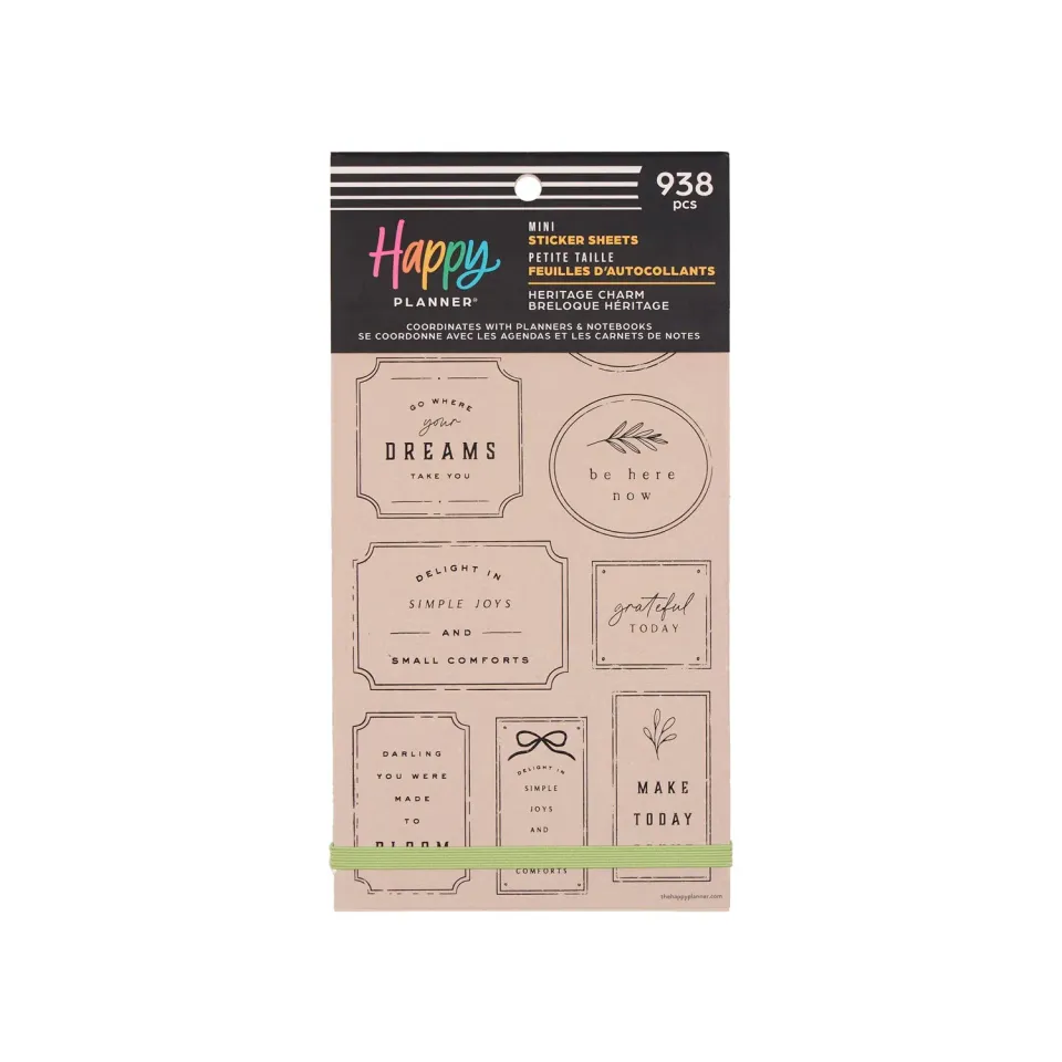 Happy Planner Heritage Charm mini stickers 938 pièces vintage