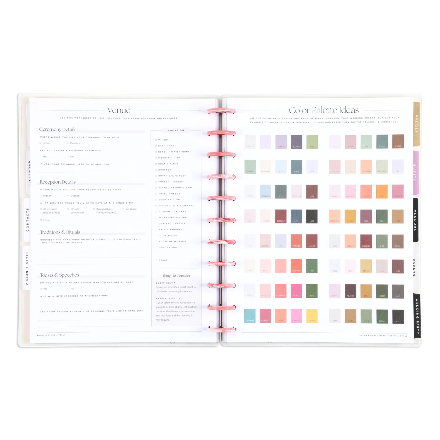 Happy Planner Blooming Romance Wedding agenda Big non daté 12 mois floral