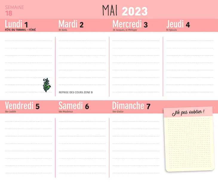 Frigobloc Hebdomadaire 2023 calendrier frigo robot cuiseur aimanté