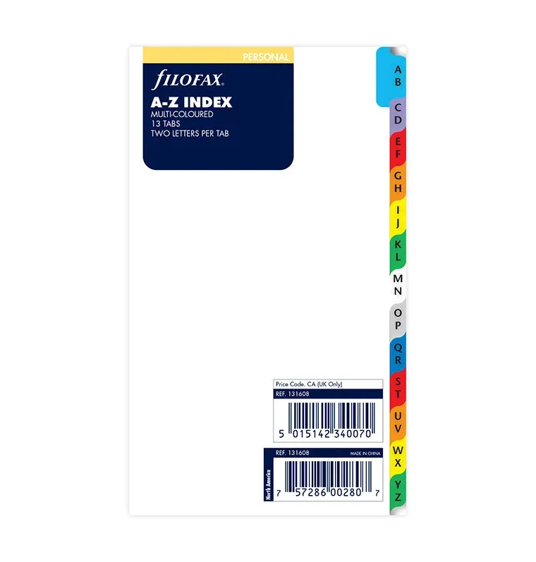 Filofax Classic intercalaires A-Z Personal multicolore