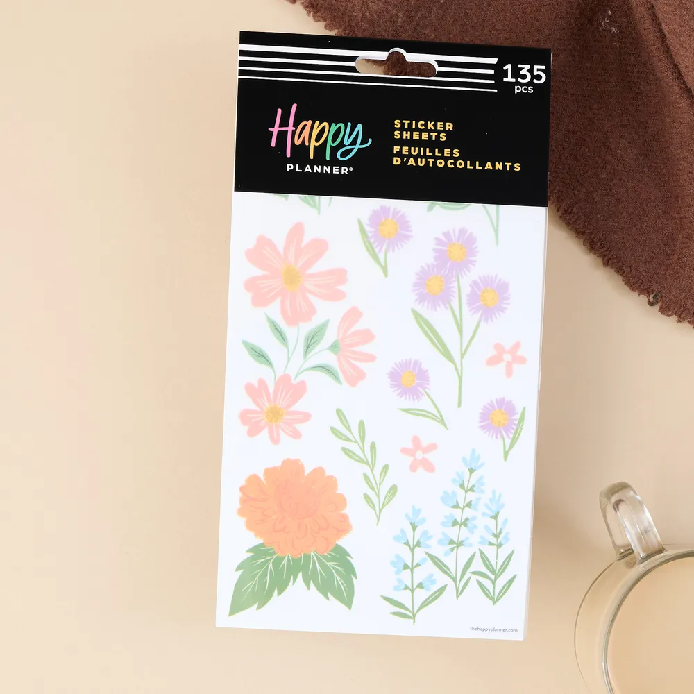 Happy Planner Blooming Bouquet stickers 10 feuilles florales