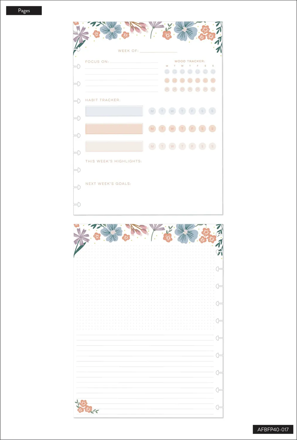 Happy Planner Florals Big recharge papier bien-être 40 pages