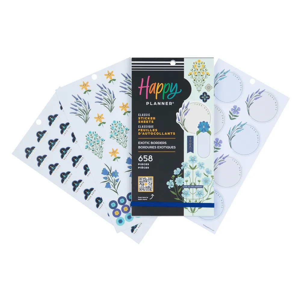 Happy Planner Exotic Borders stickers 658 bordures florales