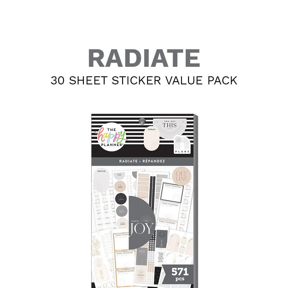 Happy Planner Radiate stickers minimalistes 571 pièces