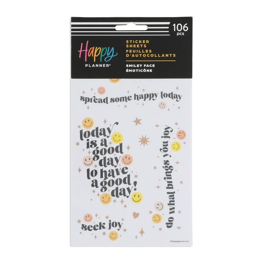 Me & my big ideas Happy Smiley Face stickers 5 planches 106 pièces