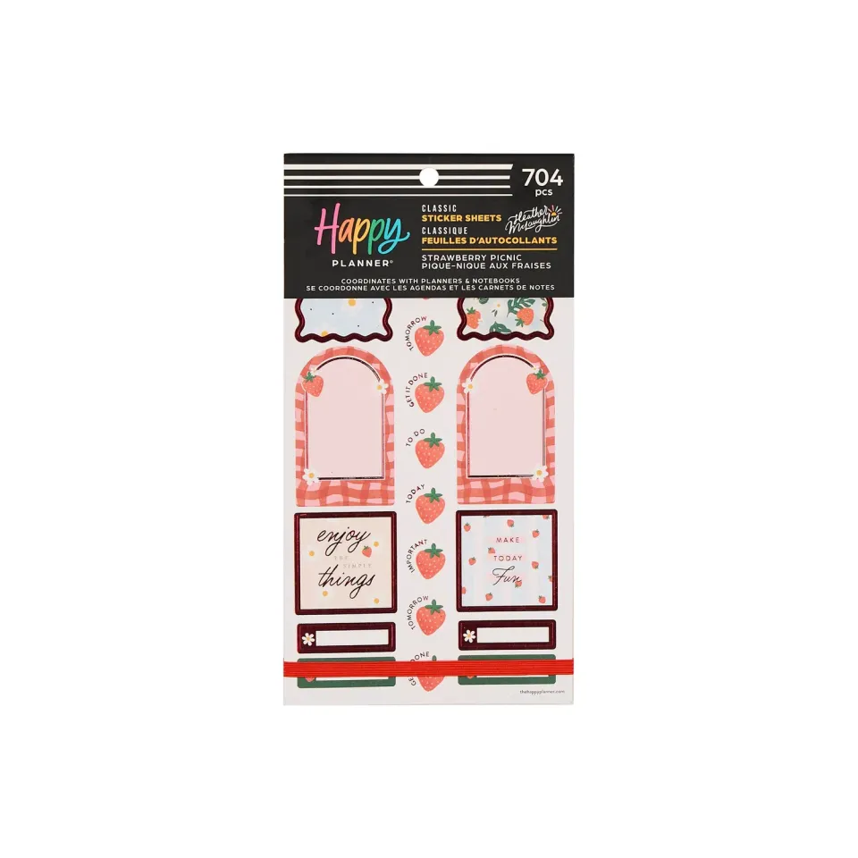 Happy Planner Strawberry Picnic autocollants 30 feuilles fraise