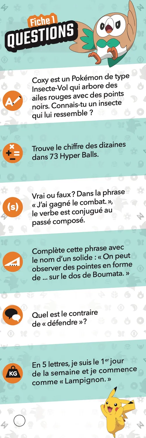 Frigobloc Les Incollables Je rentre en CE2 Pokémon 7/8 ans quiz