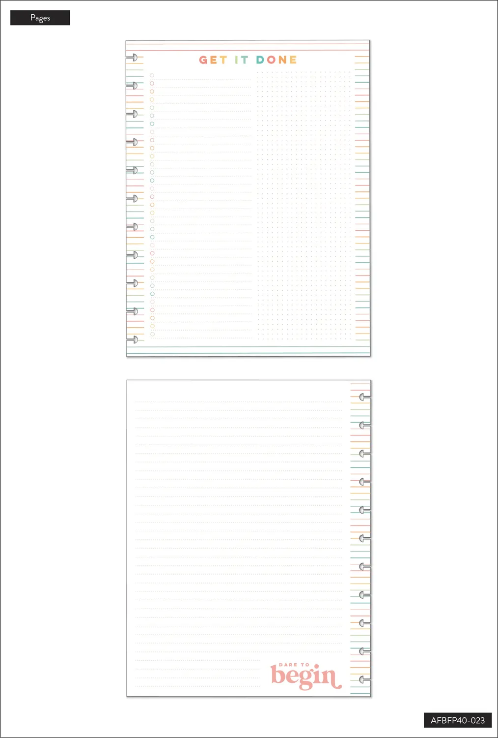 Happy Planner Get It Done Big recharge papier 40 feuilles ligné