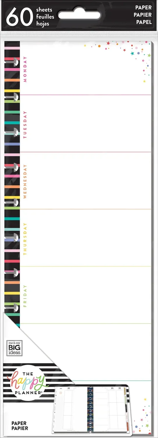 Happy Planner Big papier recharge rayée semaine 60 feuilles