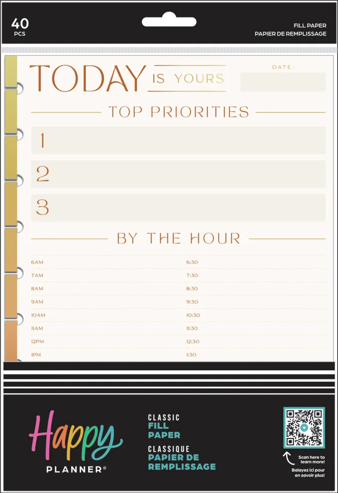 Happy Planner By the Hour recharge Classic 40 feuilles