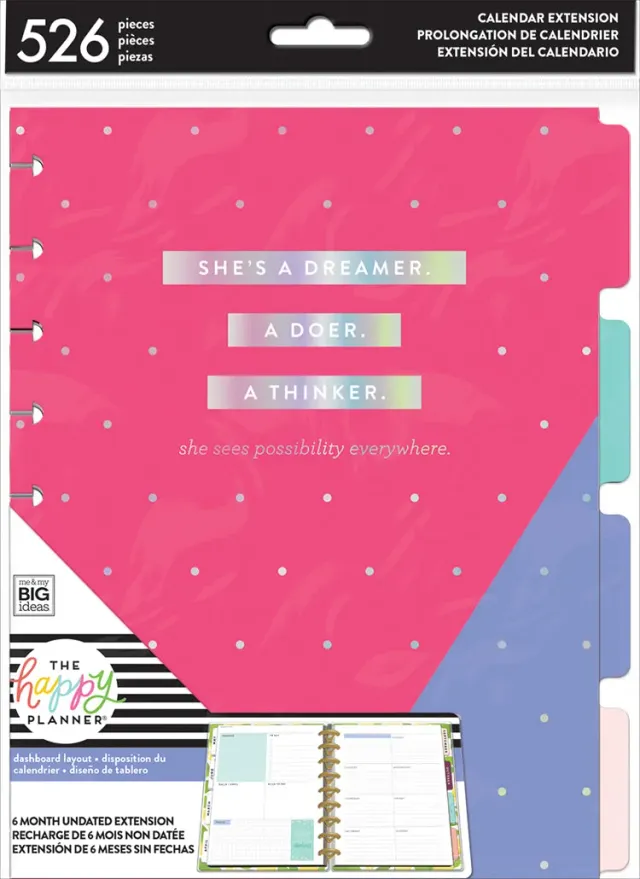 Happy Planner Classic Dashboard recharge agenda 6 mois non datée