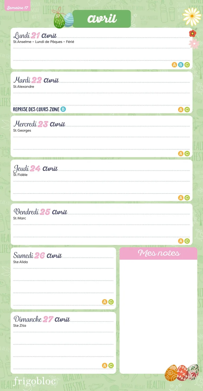 Frigobloc Planning Hebdo planning familial 2025 aimanté