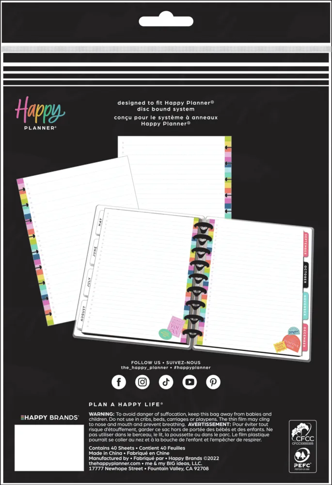 Happy Planner Spread Some Happy recharge papier pointillé Classic 40 feuilles