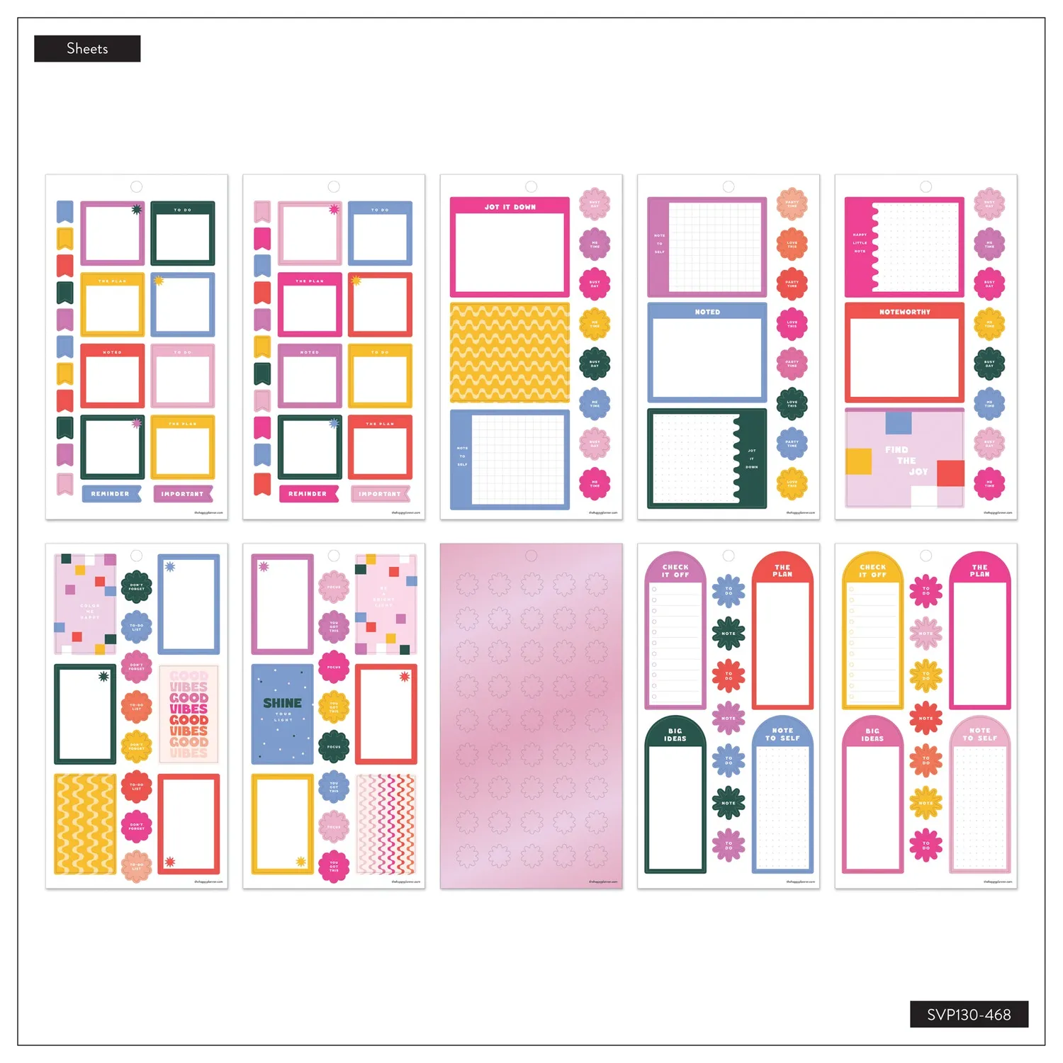 Happy Planner Color Vibe carnet stickers 30 planches couleur