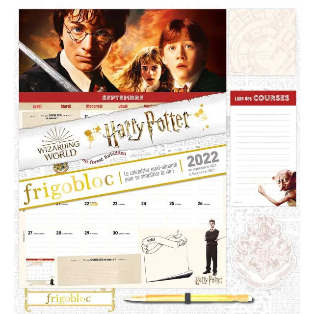 Frigobloc Mensuel Harry Potter 2022 calendrier familial aimanté