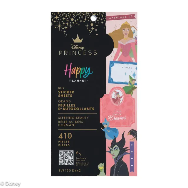 Happy Planner Disney Sleeping Beauty 65 ans stickers Big 410 foil rose