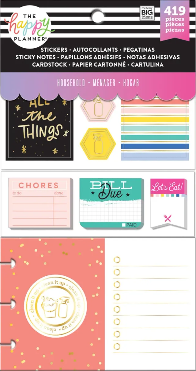 Happy Planner Household kit accessoires stickers notes echter