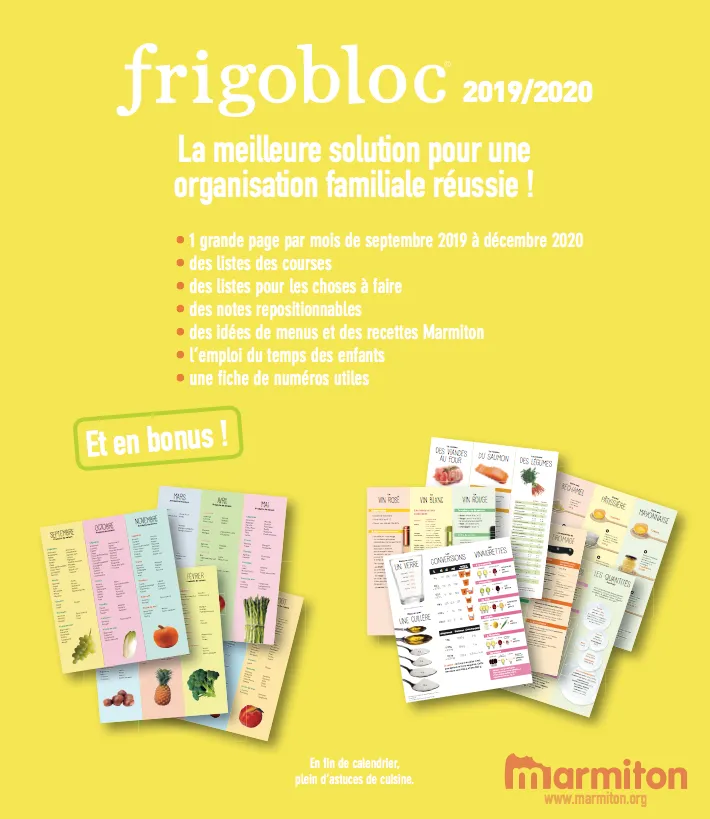Frigobloc 2020 Mensuel calendrier familial aimanté frigo