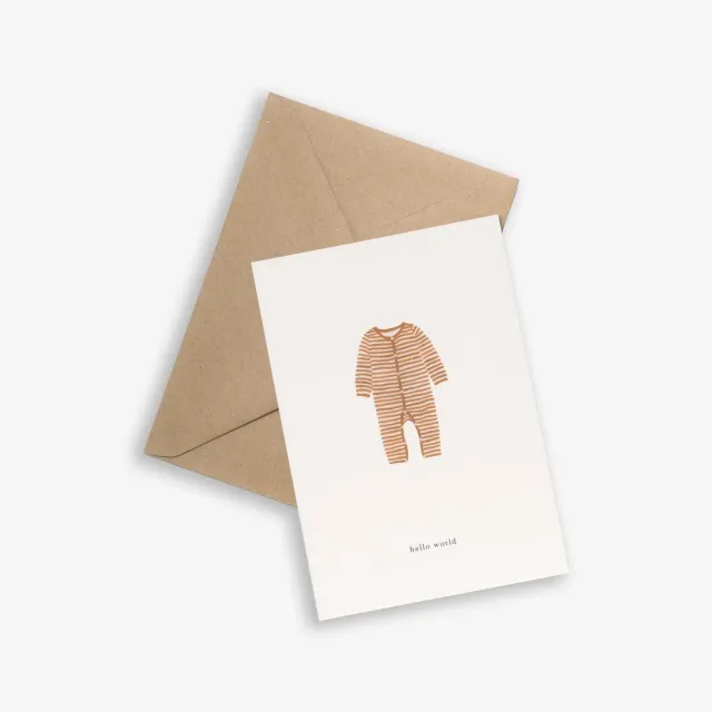 Kartotek Baby Onesie carte naissance ocre enveloppe