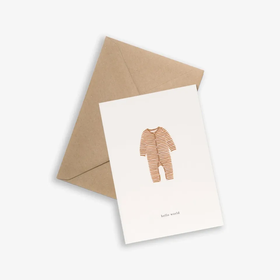 Kartotek Baby Onesie carte naissance ocre enveloppe