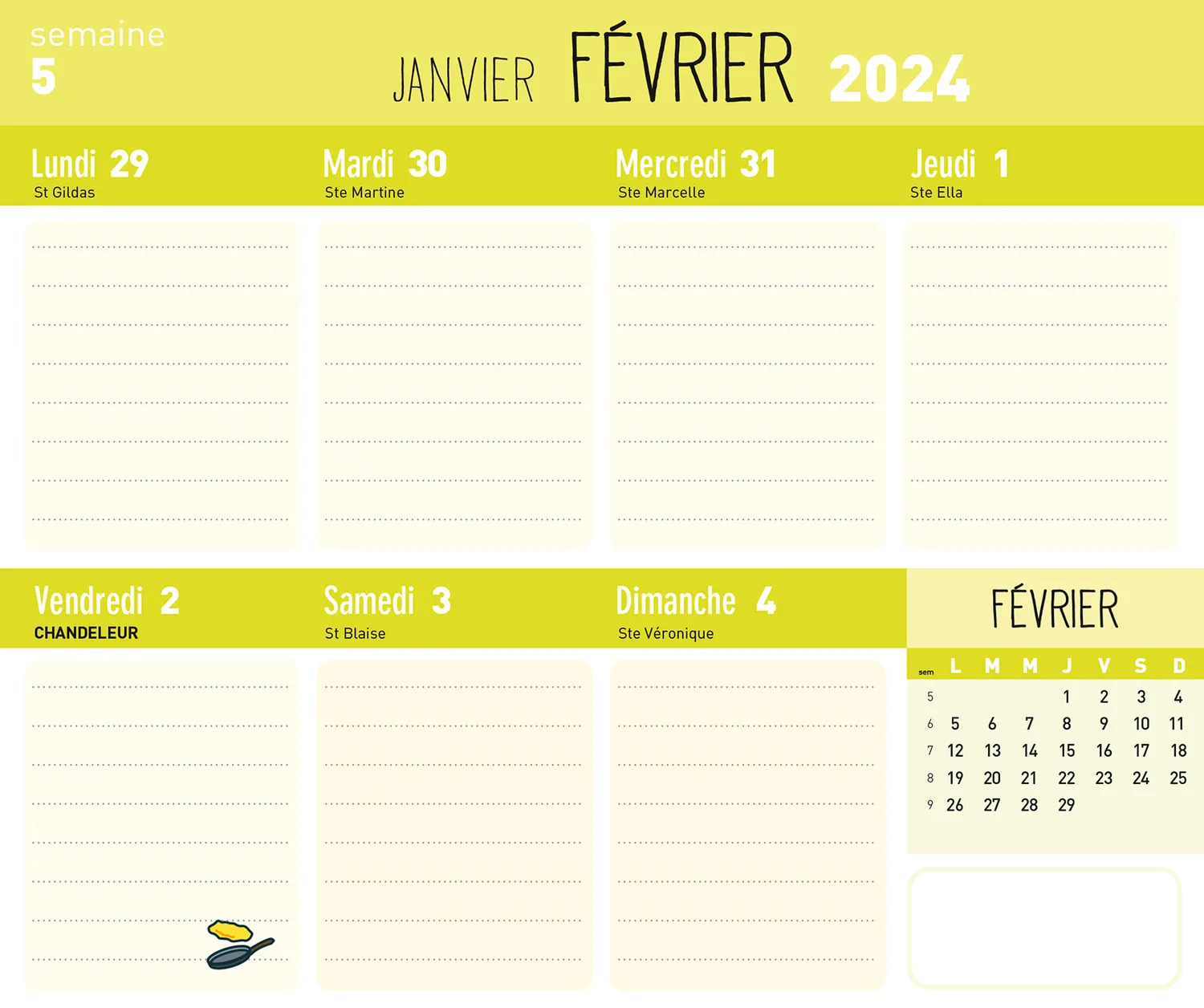 Frigobloc Hebdomadaire Mini Zéro déchet calendrier familial 2024