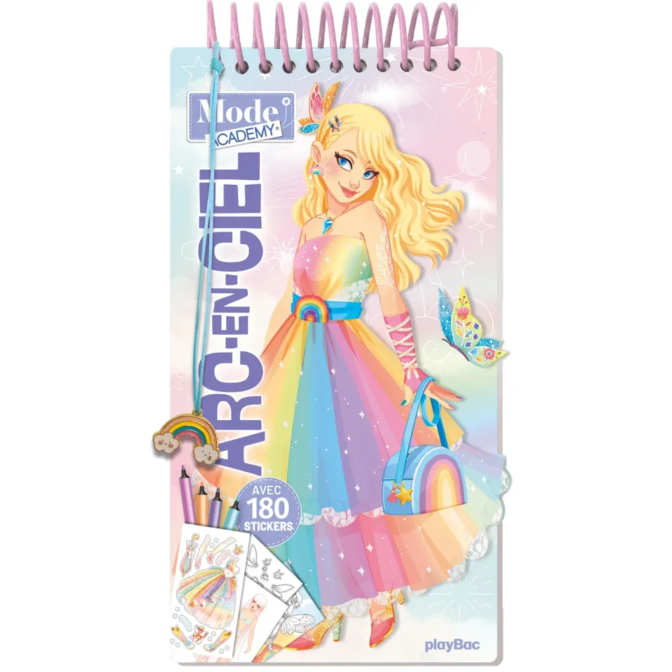 Frigobloc Mode Academy Arc-en-ciel carnet créatif avec bracelet