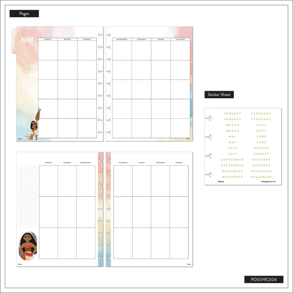 Happy Planner Disney Moana agenda vertical non daté 12 mois
