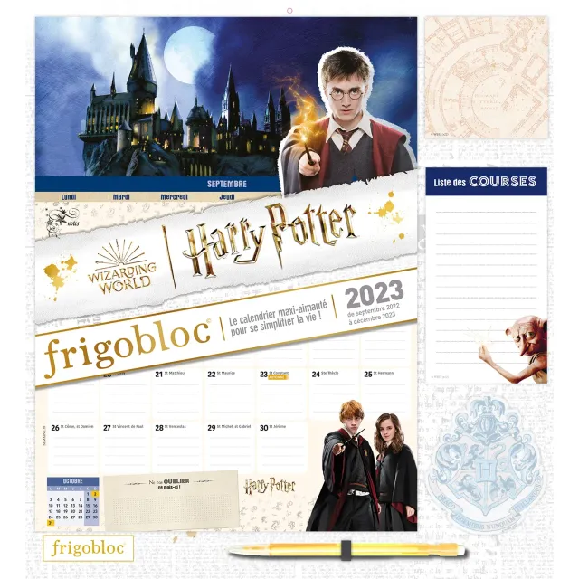 Frigobloc Mensuel 2023 Harry Potter calendrier aimanté famille