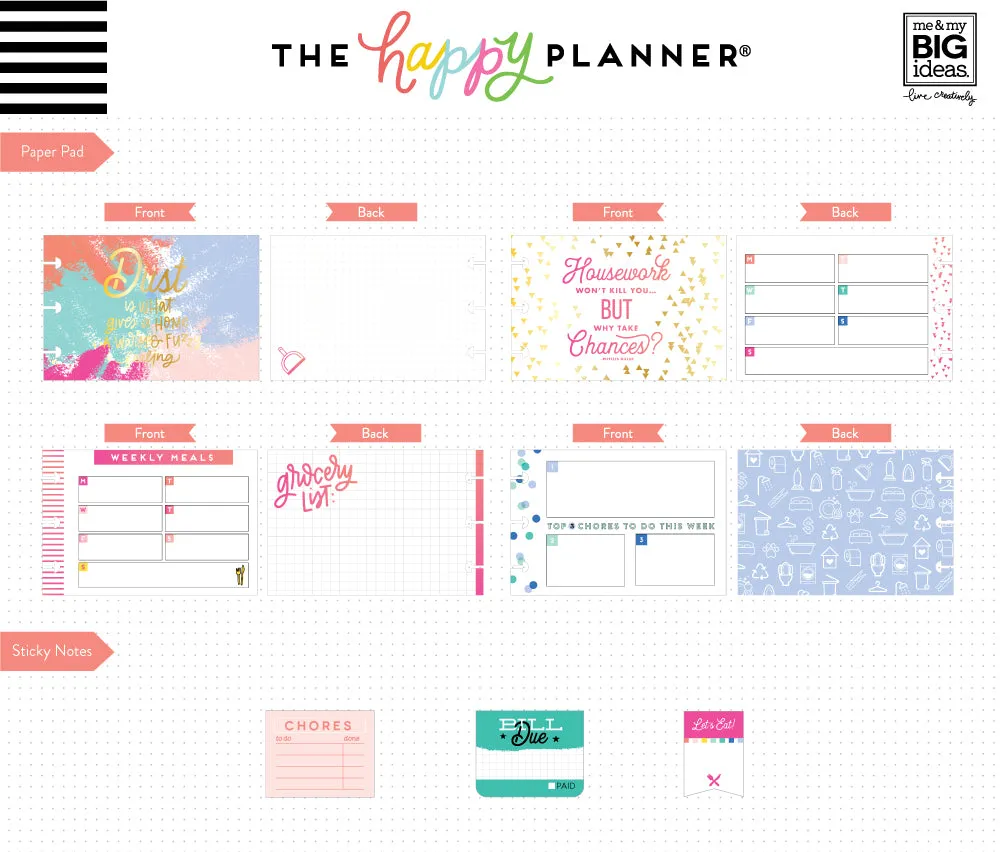 Happy Planner Household kit accessoires stickers notes echter