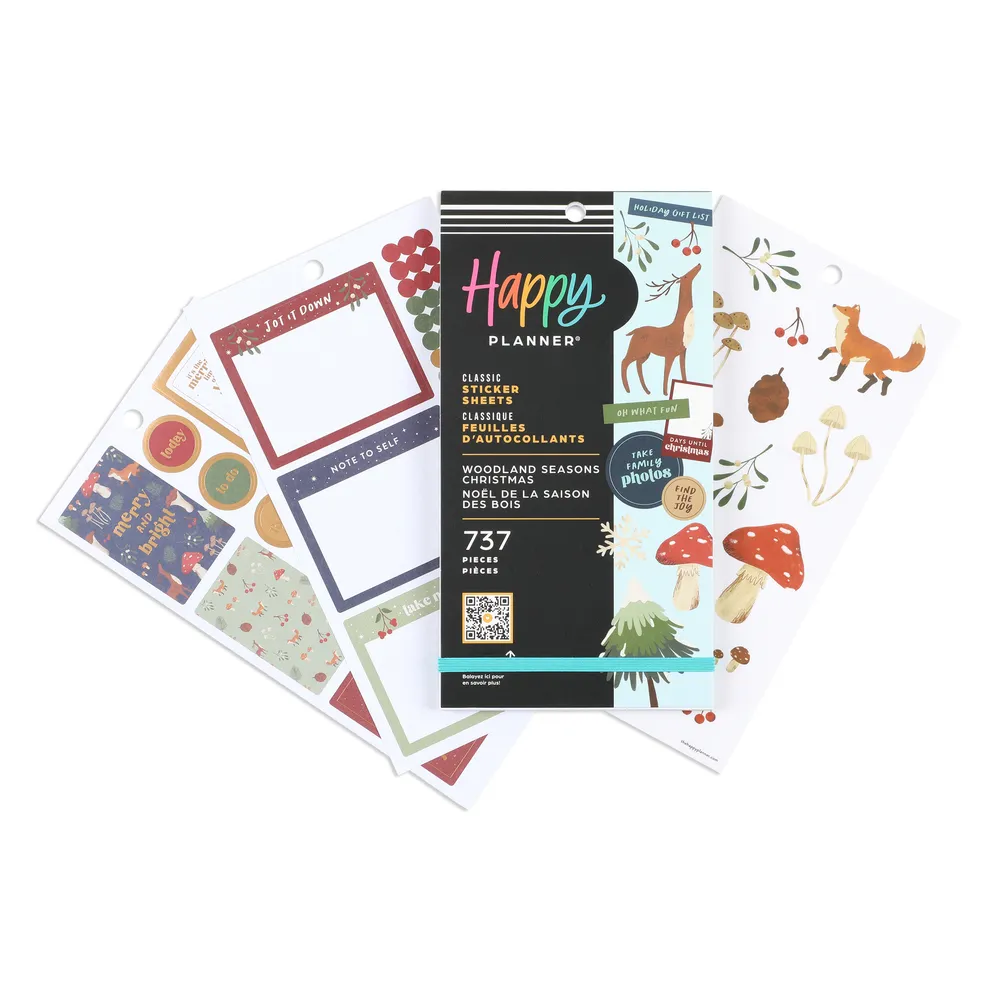 Happy Planner Woodland Seasons carnet stickers Noël 737 stickers
