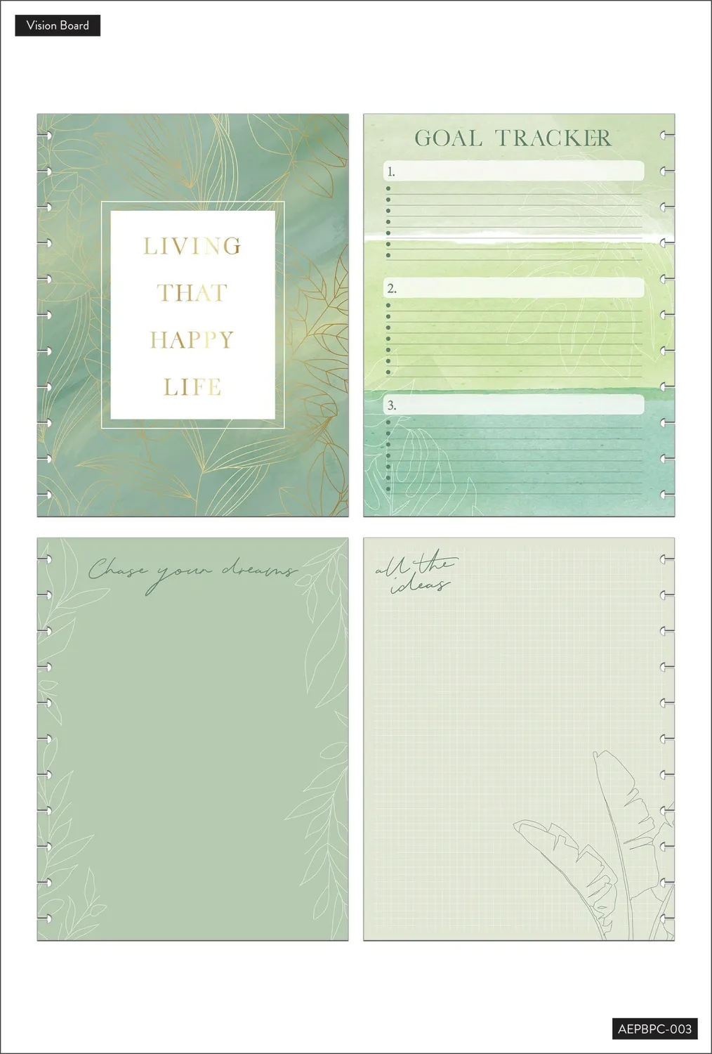 Happy Planner Sage Big Planner Companion kit vert sauge