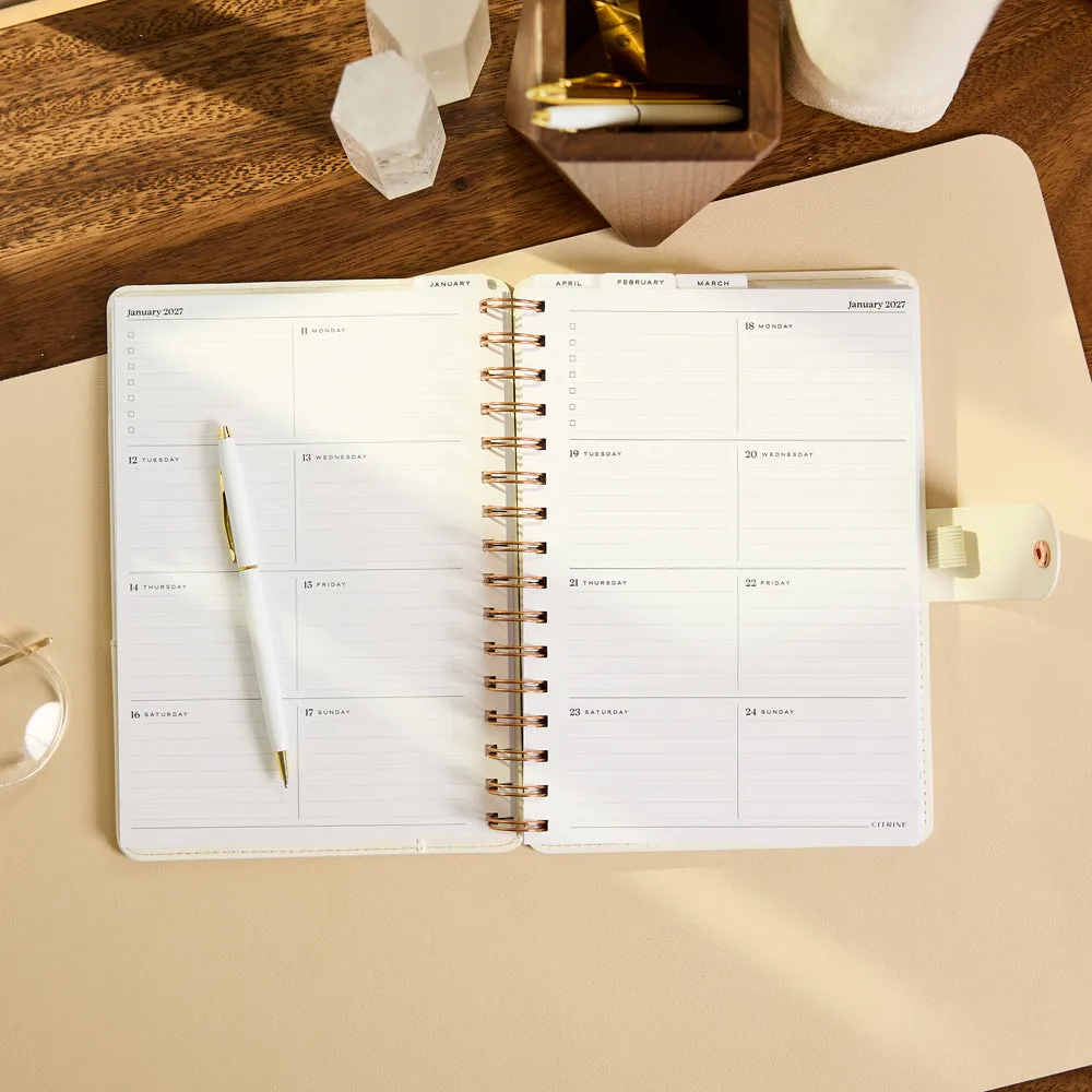 Citrine Ivory Diagonals agenda 2027 A5 spirale pro 12 mois