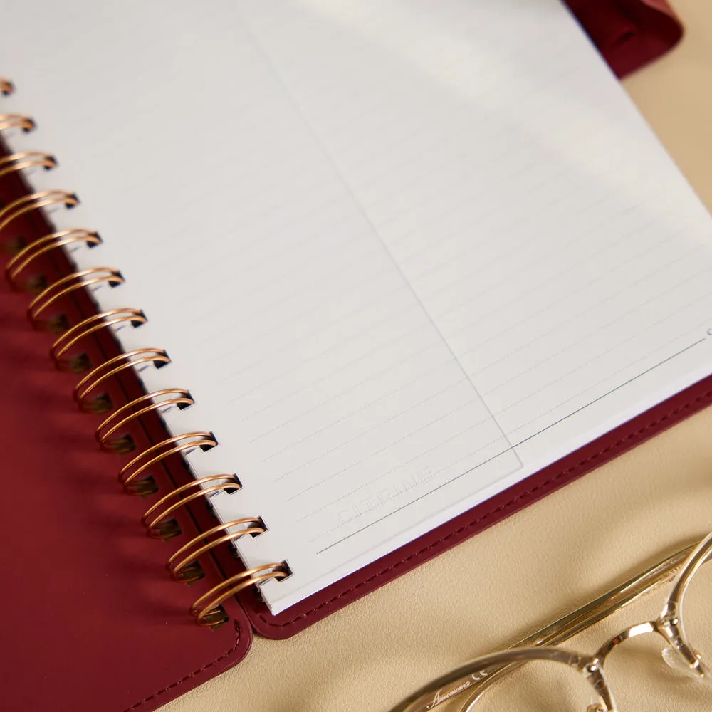 Happy Planner Citrine carnet spirale A5 bordeaux cuir vegan