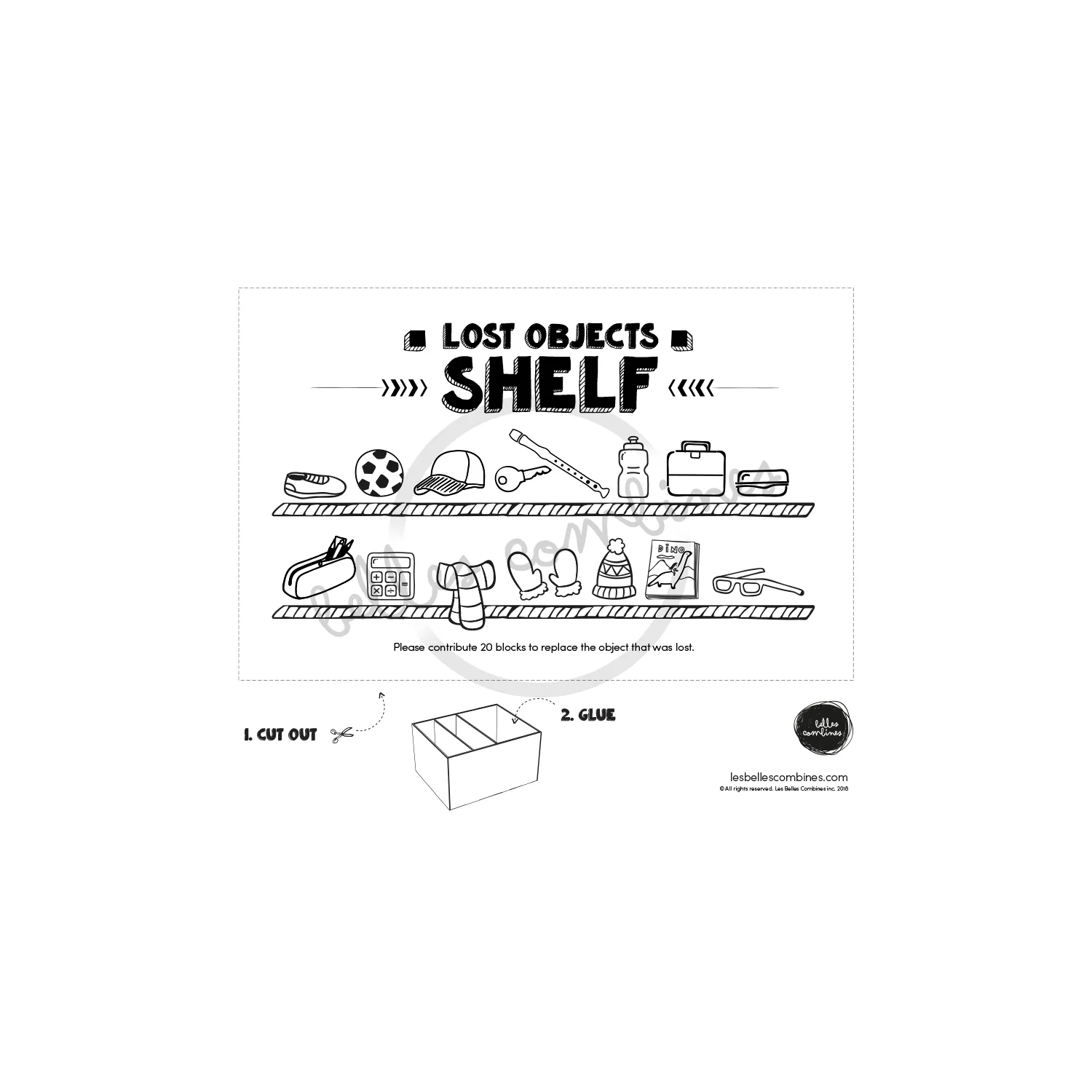 Les Belles Combines Rayon objets perdus affiche 20 jetons bilingue
