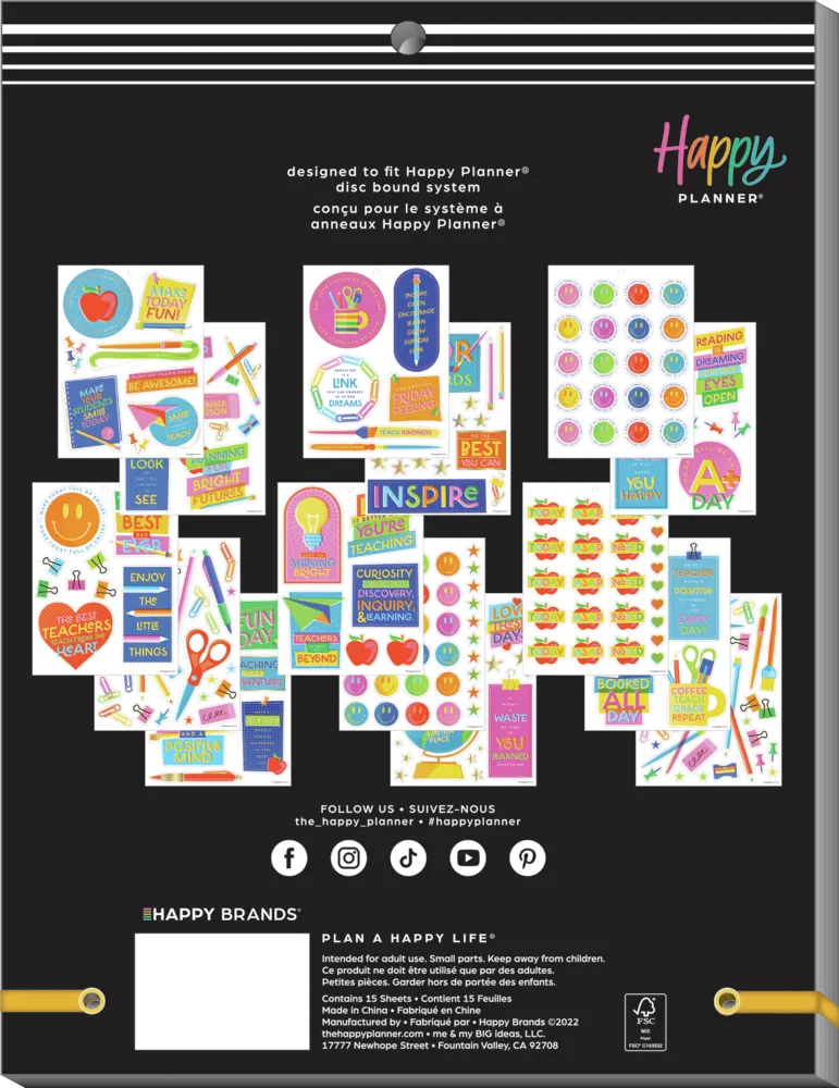 Happy Planner Teacher Abstract Silkscreen stickers large 232 pièces