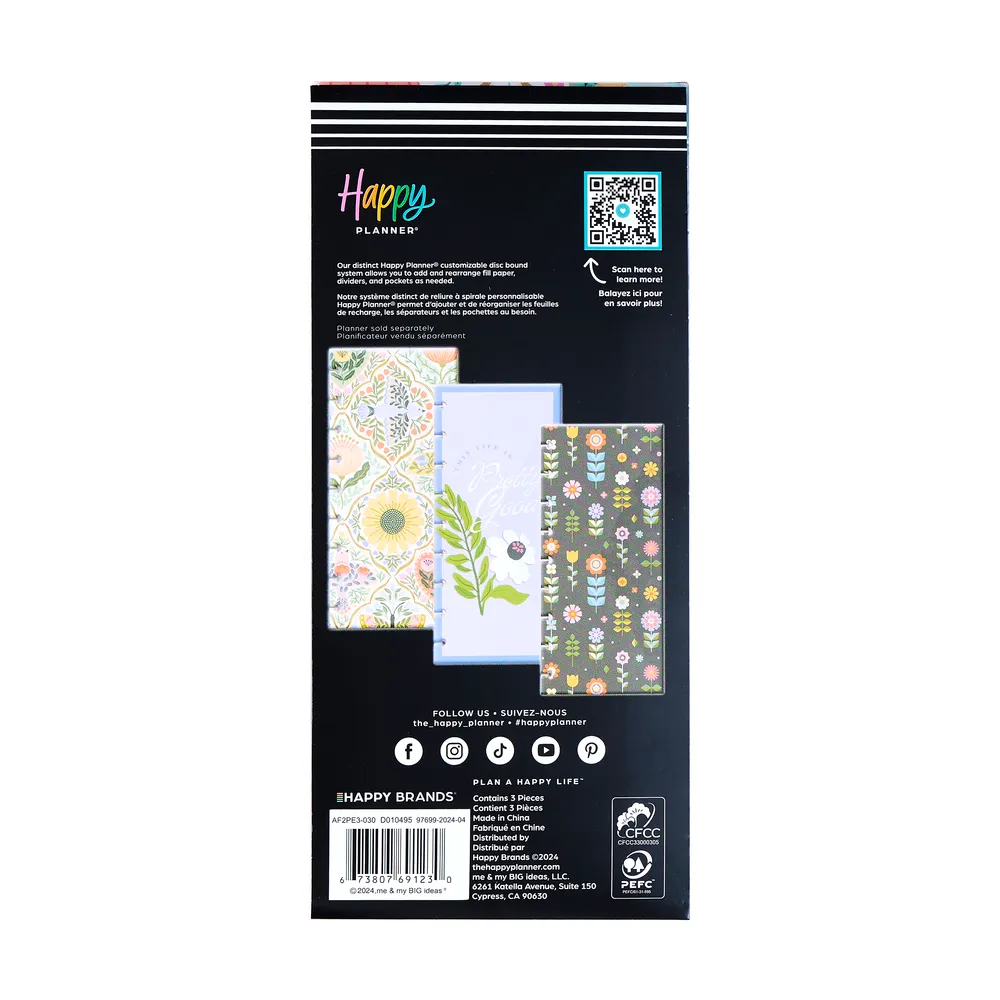 Happy Planner Brilliant Garden Classic pochettes plastique 3 pièces