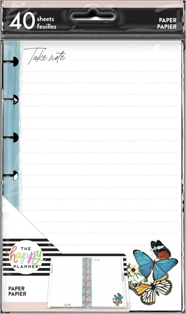 Happy Planner Papillon Mini recharge papier pointille 40 pages