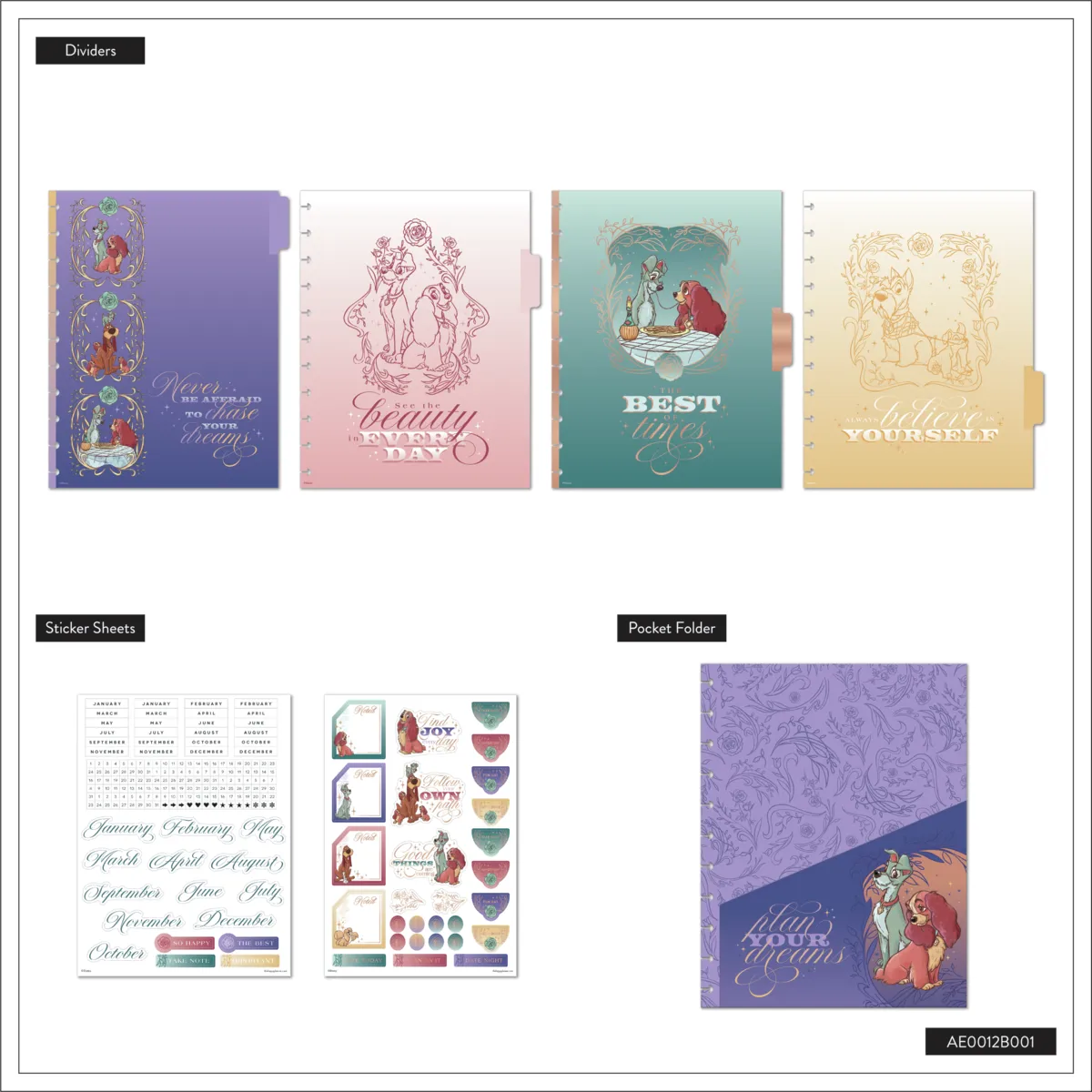 Happy Planner Disney Lady Tramp extension planner Big 4 mois