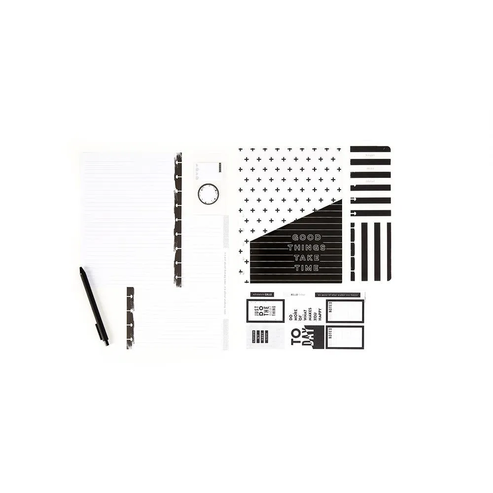 Happy Planner Classic pack accessoires Black & White noir blanc