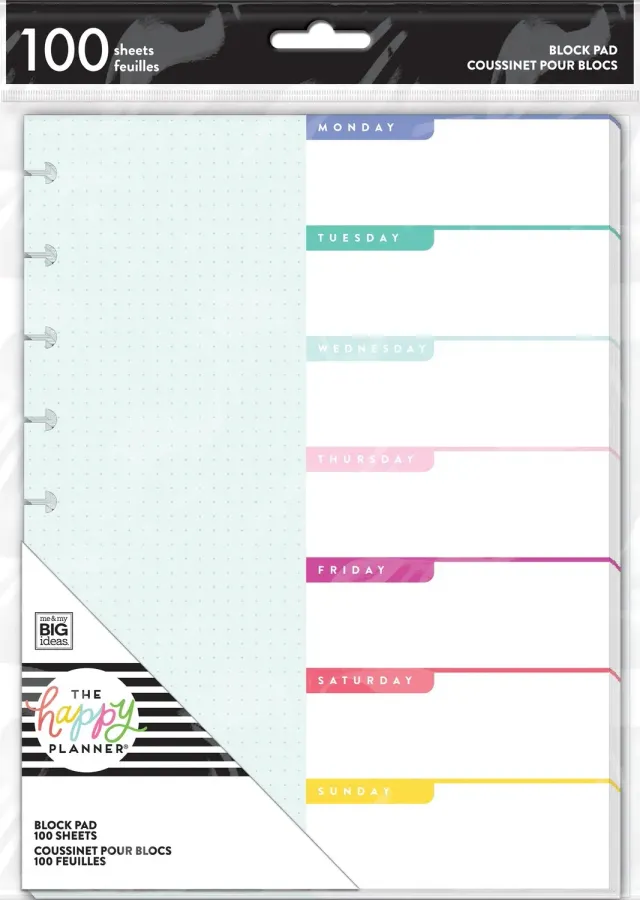 Happy Planner Brights bloc papier Classic 100 feuilles 17,8 x 23,5 cm