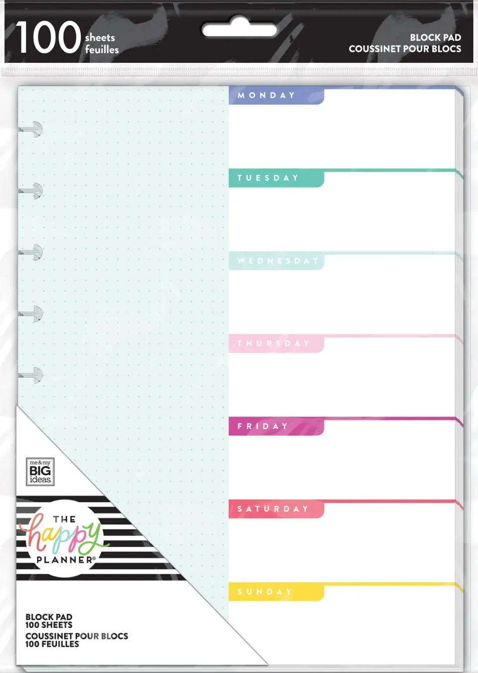 Happy Planner Brights bloc papier Classic 100 feuilles 17,8 x 23,5 cm