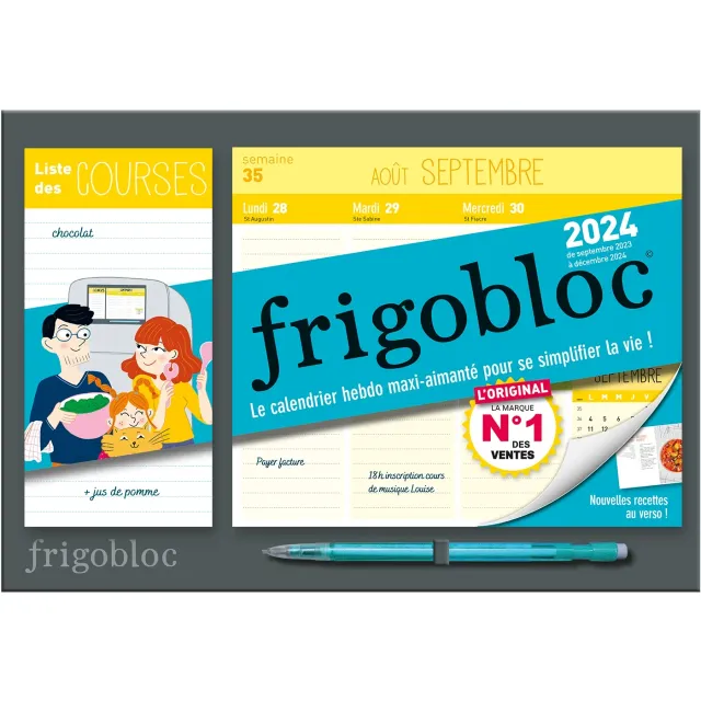 Frigobloc Mini Hebdomadaire calendrier familial 2023-2024 frigo