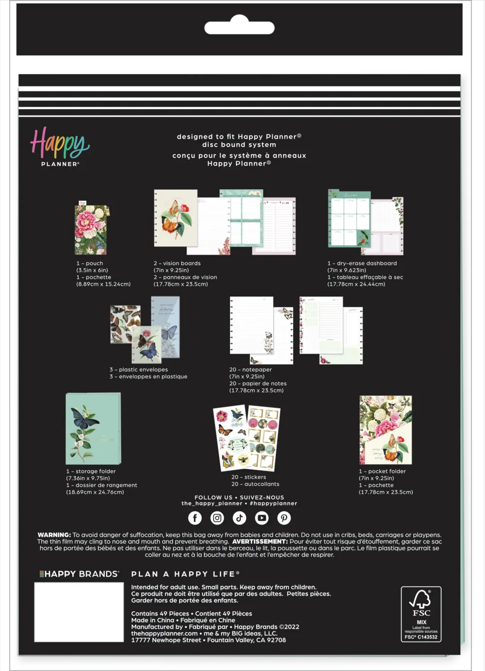 Happy Planner Butterflies Blooms kit compagnon Classic papillons