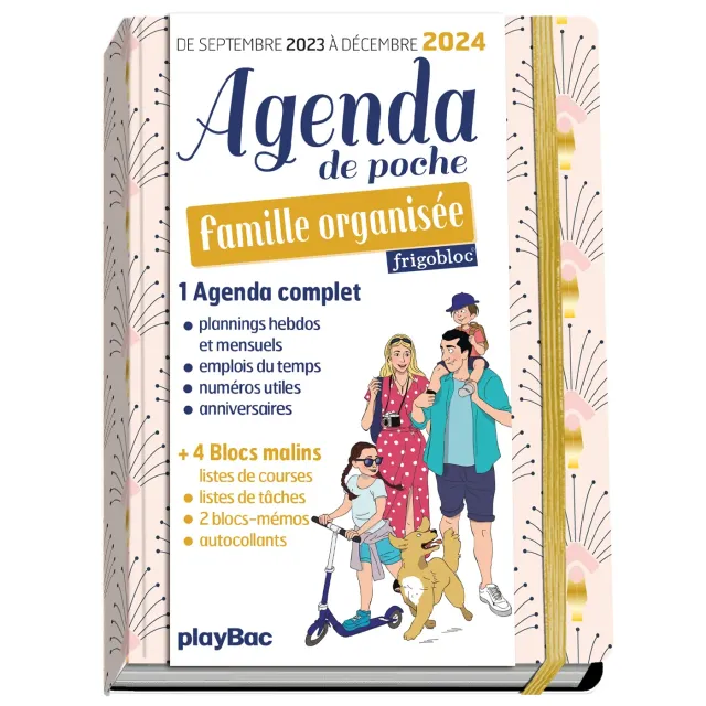 Frigobloc Famille Organisée agenda poche 2024 rose 16 mois
