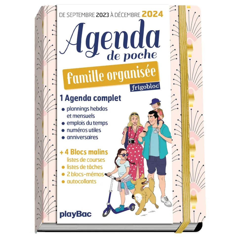 Frigobloc Famille Organisée agenda poche 2024 rose 16 mois