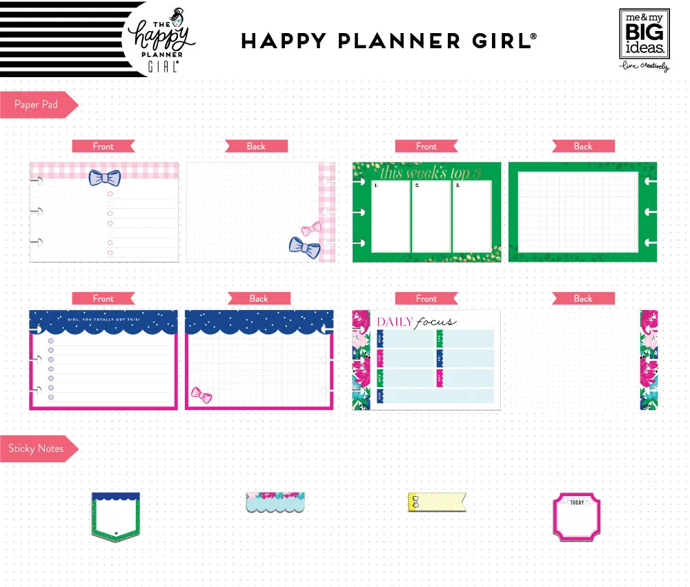 Happy Planner Socialite pack accessoires stickers notes