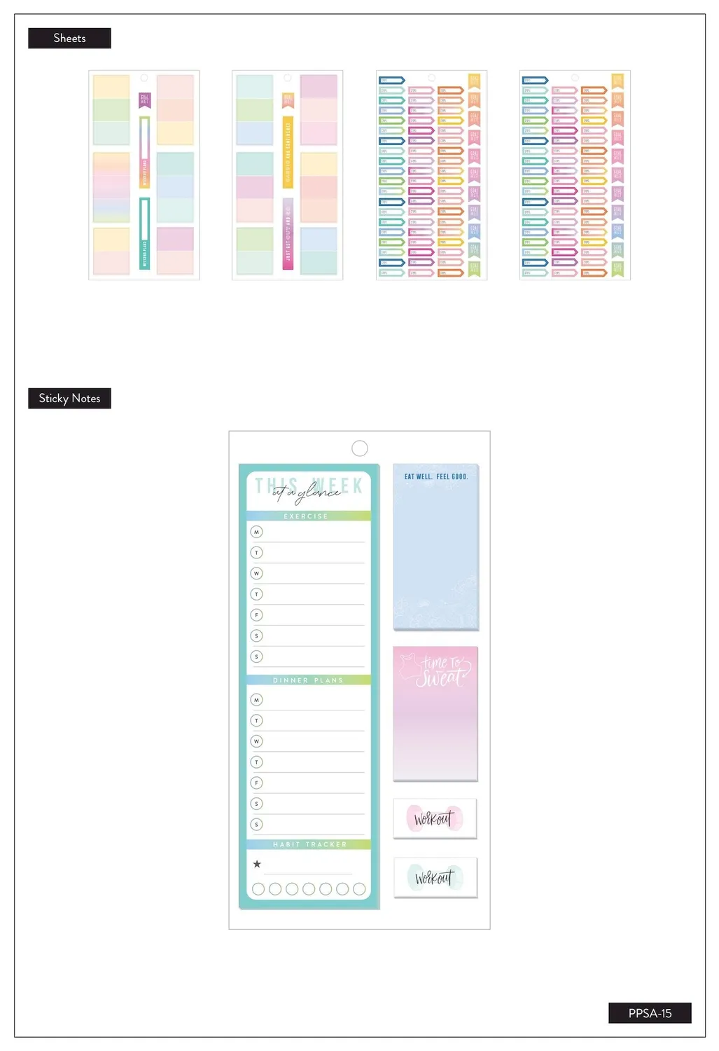 Happy Planner Fitness carnet accessoires 638 pièces