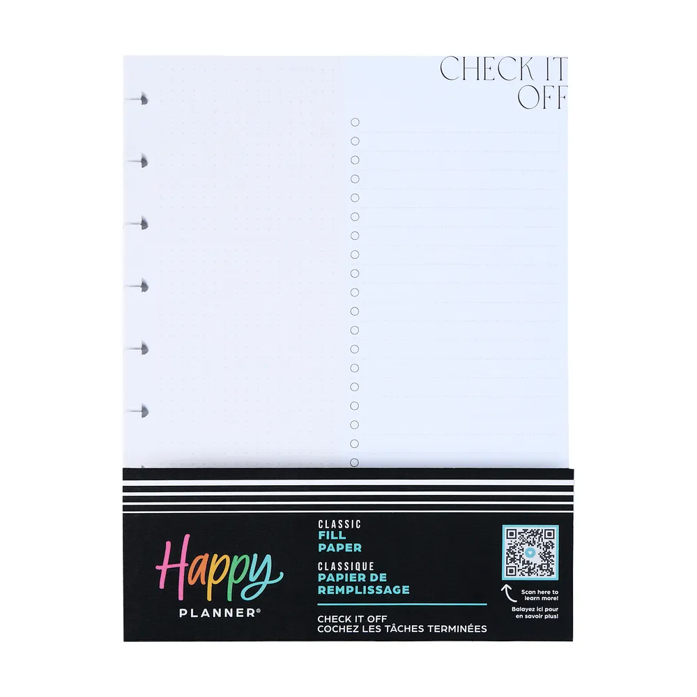 Happy Planner Check It Off Classic papier recharge 40 feuilles dot