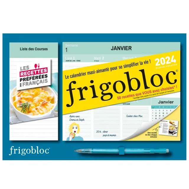 Frigobloc Mini Hebdomadaire 2024 calendrier frigo recettes